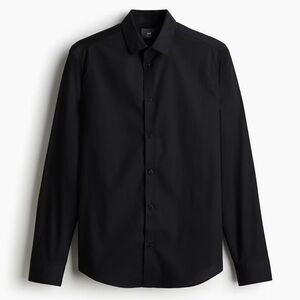 H&M Black Slim Collared Dress Shirt. Like New.